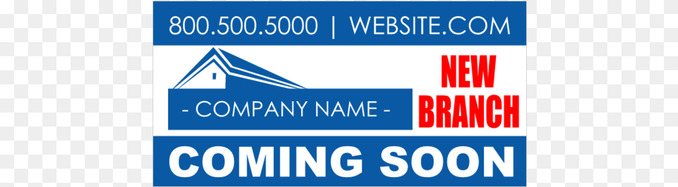 New Branch Coming Soon Vinyl Banner With Roof Graphic Graphic Design, Scoreboard, Sign, Symbol, Text Png