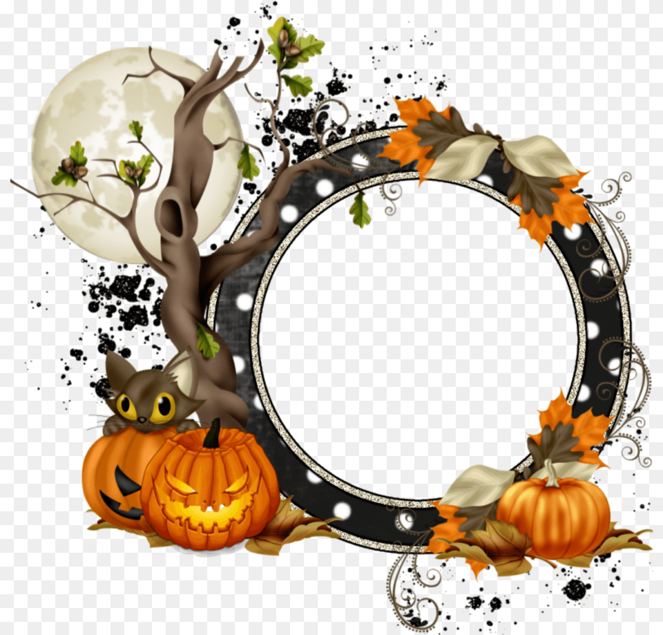 New Clusters Halloween Villagescrapbook Paperpattern Halloween Frame, Food, Plant, Produce, Pumpkin Free Png Download