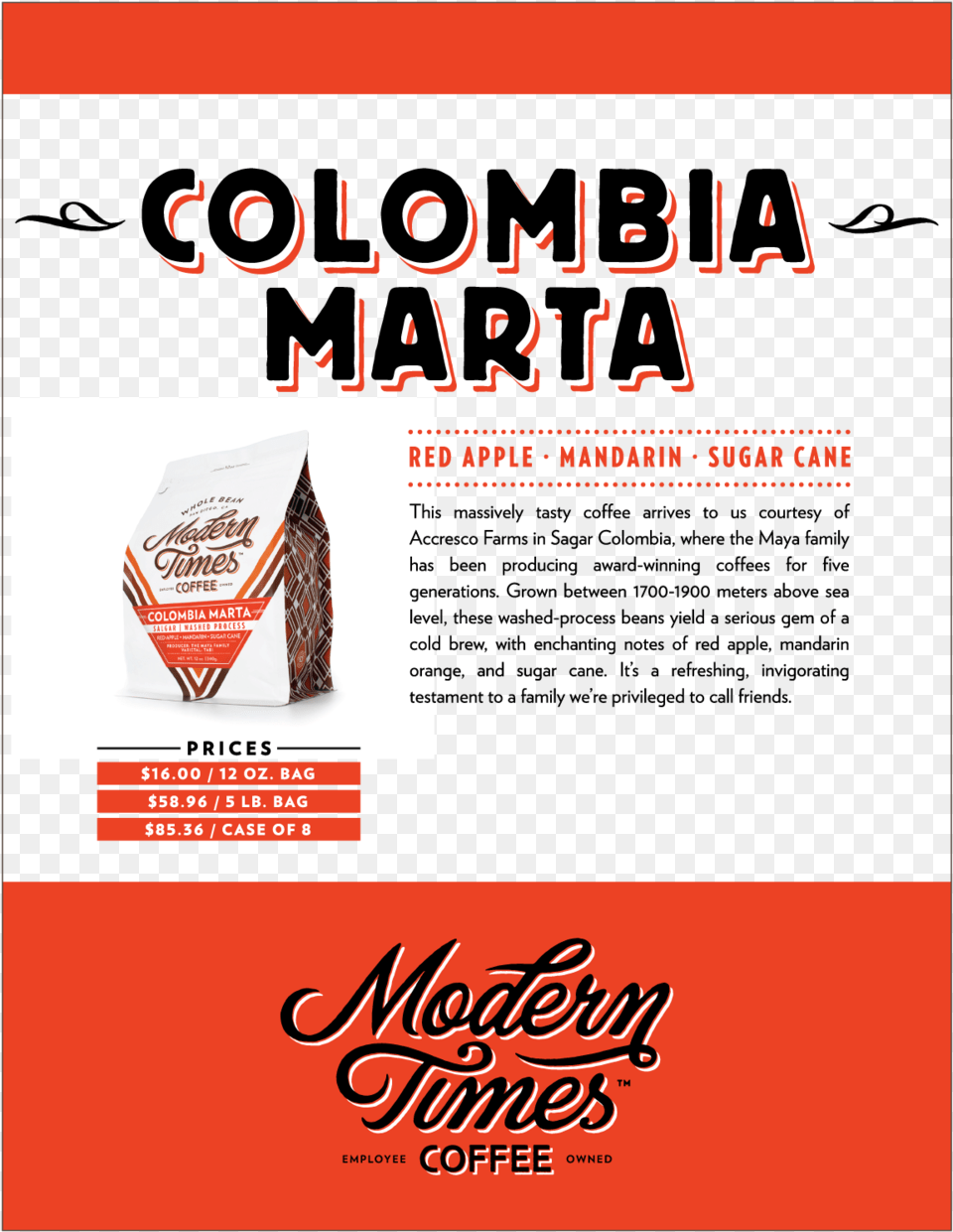 New Colombia Marta Whole Sale Sell Sheet Flyer, Advertisement, Poster Free Png