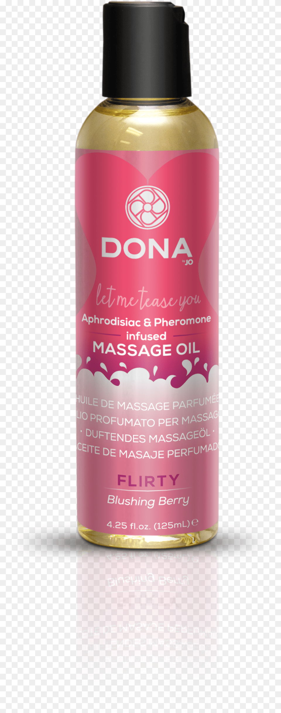 New Dona By Jo Line Of Aphrodisiac And Pheromone Infused Dona Scented Massage Oil Flirty Aroma Blushing Berry, Bottle, Herbal, Herbs, Plant Png Image