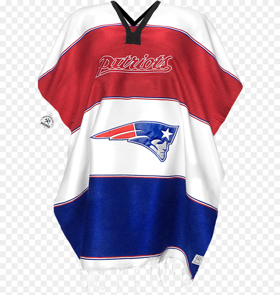 New England Patriots Gaban Blanket Poncho Sarape Pancho Patriots Poncho, Clothing, Shirt, Jersey, Person Free Png Download