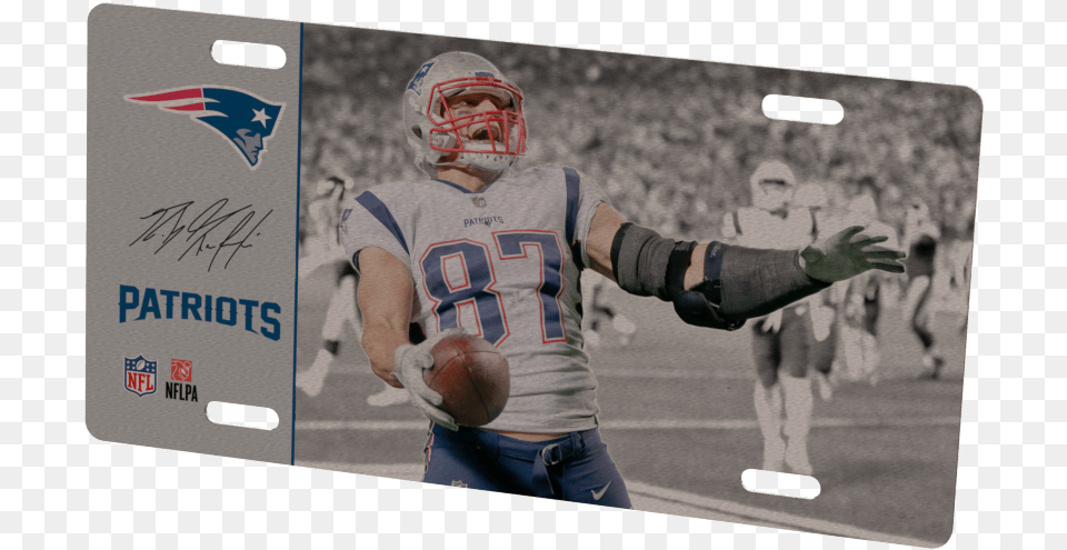 New England Patriots Rob Gronkowski Metal Photo New England Patriots, Helmet, Playing American Football, Person, People Free Transparent Png