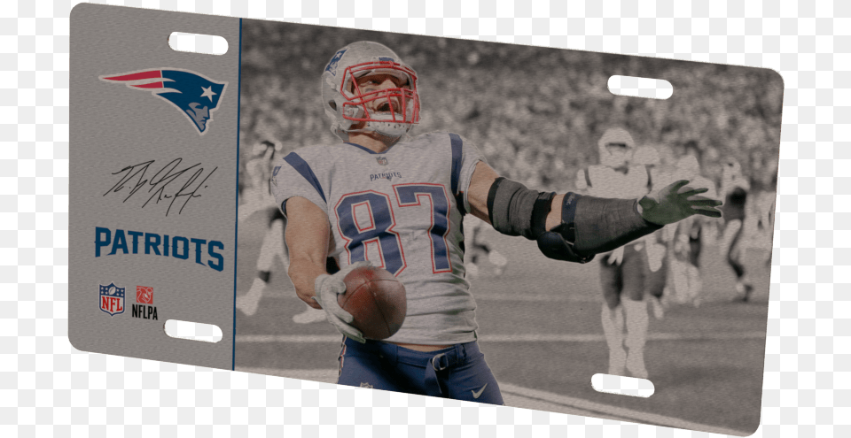 New England Patriots Rob Gronkowski Metal Photo New Kick American Football, Helmet, Playing American Football, Person, People Free Png Download