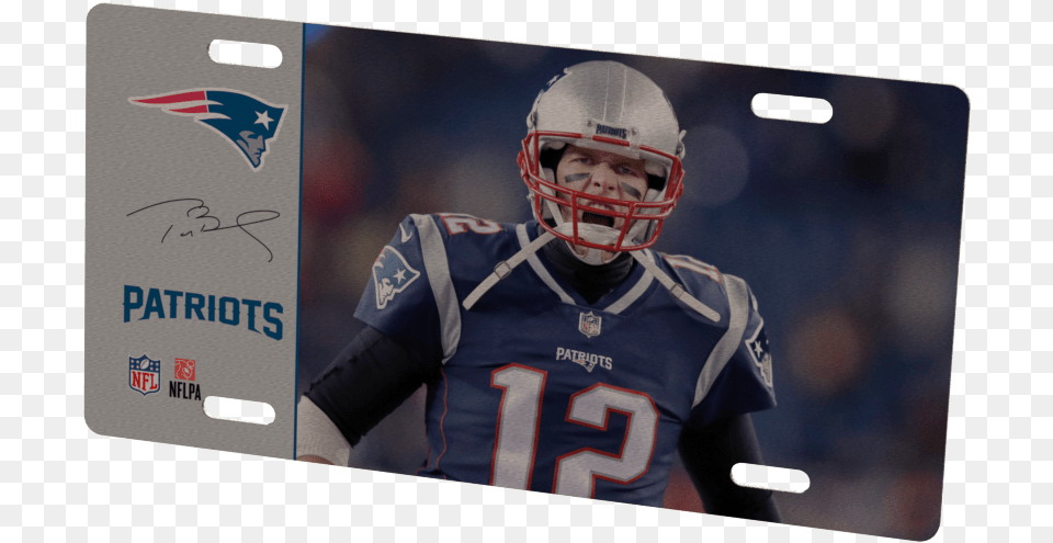 New England Patriots Tom Brady Metal Photo New New England Patriots, American Football, Helmet, Football Helmet, Football Free Png