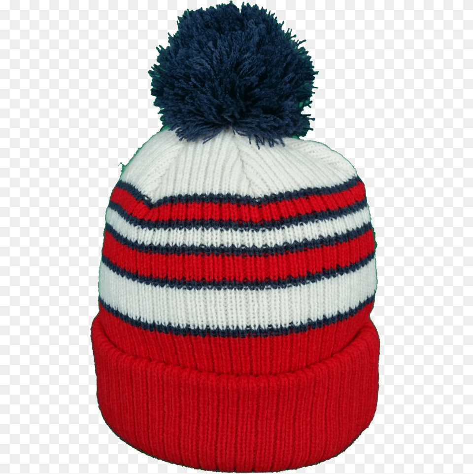 New England Patriots Vintage Traditional Stripe Pom Toque, Beanie, Cap, Clothing, Hat Png