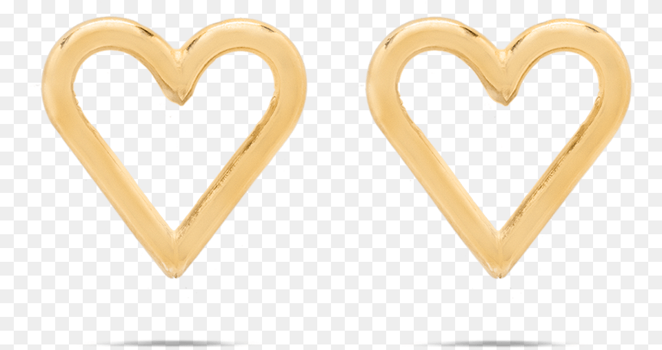 New Heart Outline Studs Heart, Gold Png
