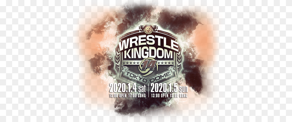 New Japan Pro Wrestle Kingdom 14 Logo, Advertisement, Poster, Emblem, Person Free Png Download