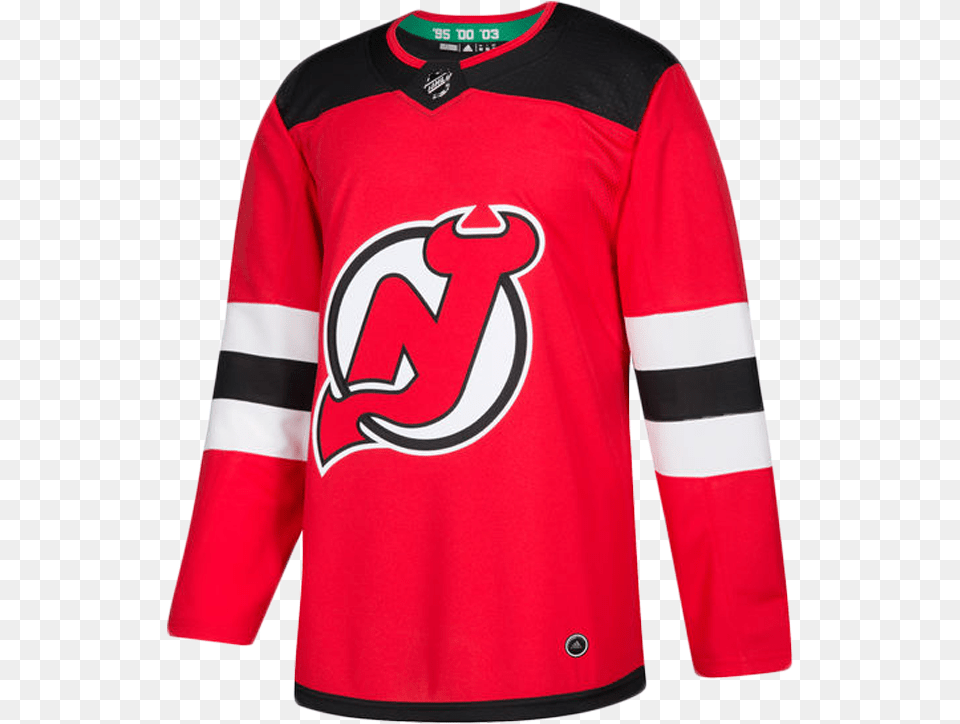 New Jersey Devils Authentic Pro Team Colour Jersey New Jersey Devils Adidas Jersey, Clothing, Shirt, Long Sleeve, Sleeve Png