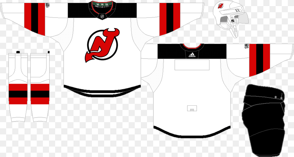 New Jersey Devils The Nhl Uniform Matchup Database New Jersey Devils Uniforms, T-shirt, Clothing, Helmet, Shirt Free Png Download