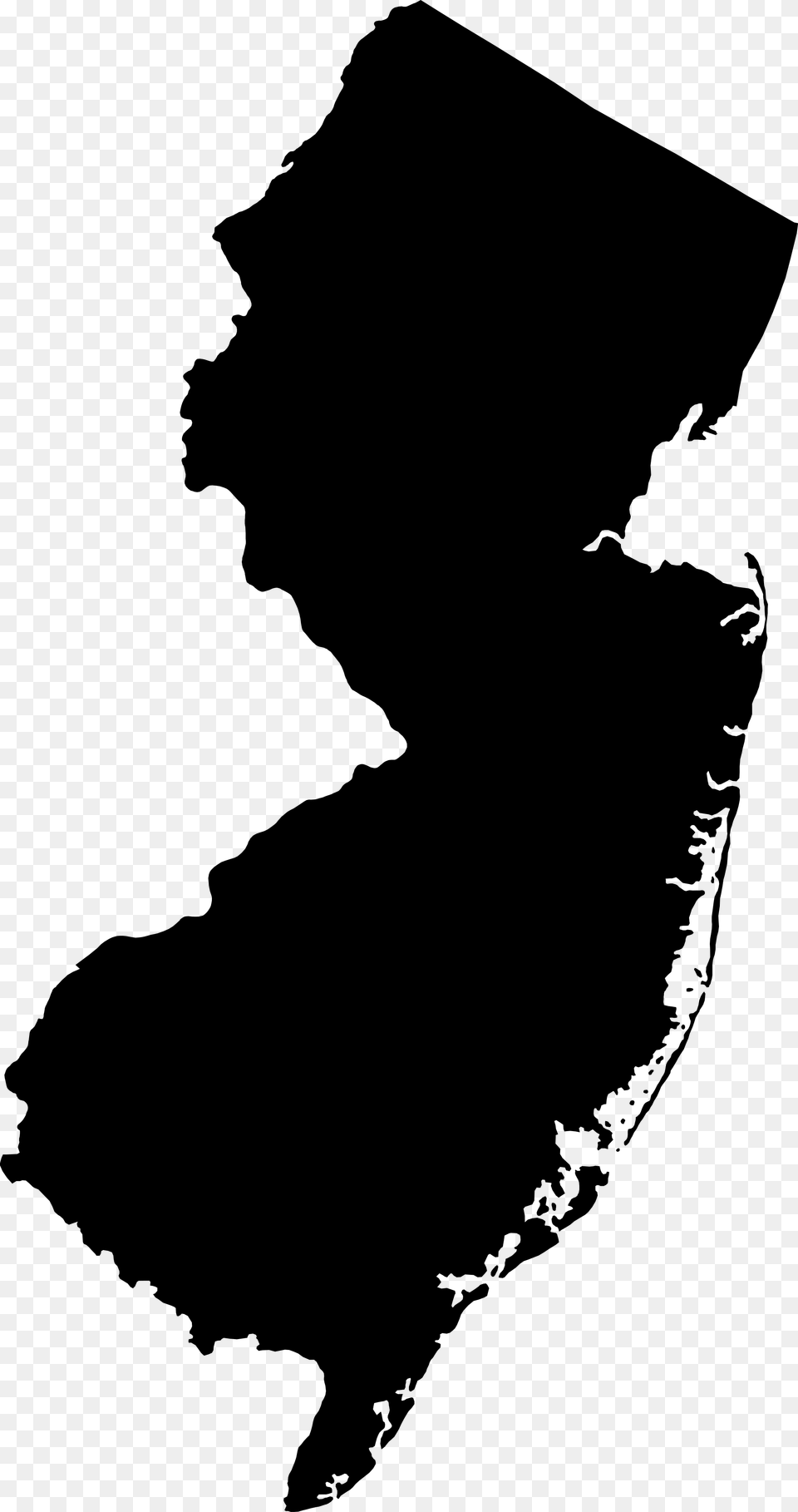 New Jersey Outline Shaded Map New Jersey Map Black, Gray Free Png Download