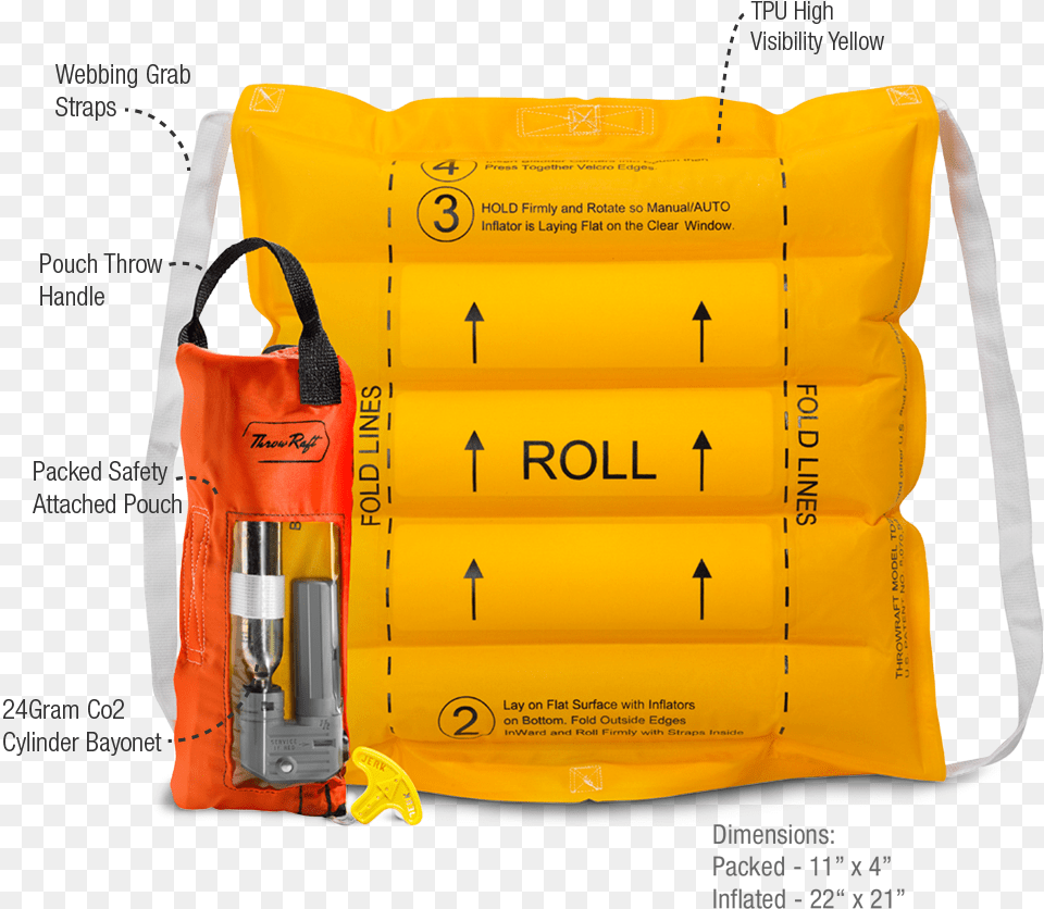 New Life Preserver Repackable Throwraft Td2401 Inflatable Throwable Type Iv Pfd, Clothing, Lifejacket, Vest, Weapon Png Image