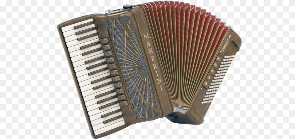New Manfrini Artisan Piano Accordion With Painted Wood Scandalli 120 Bass Accordion, Musical Instrument Png Image