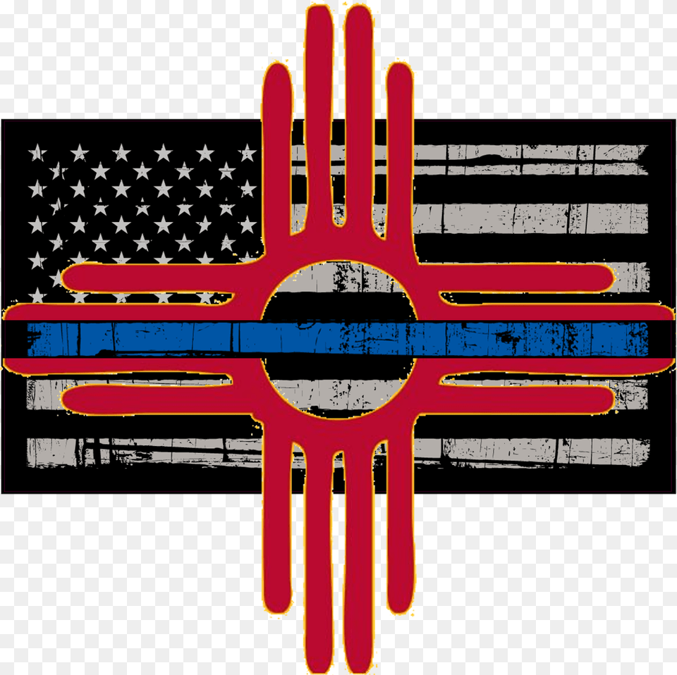 New Mexico Backing The Blue Thin Blue Line Distressed Flag, Cross, Symbol Free Png
