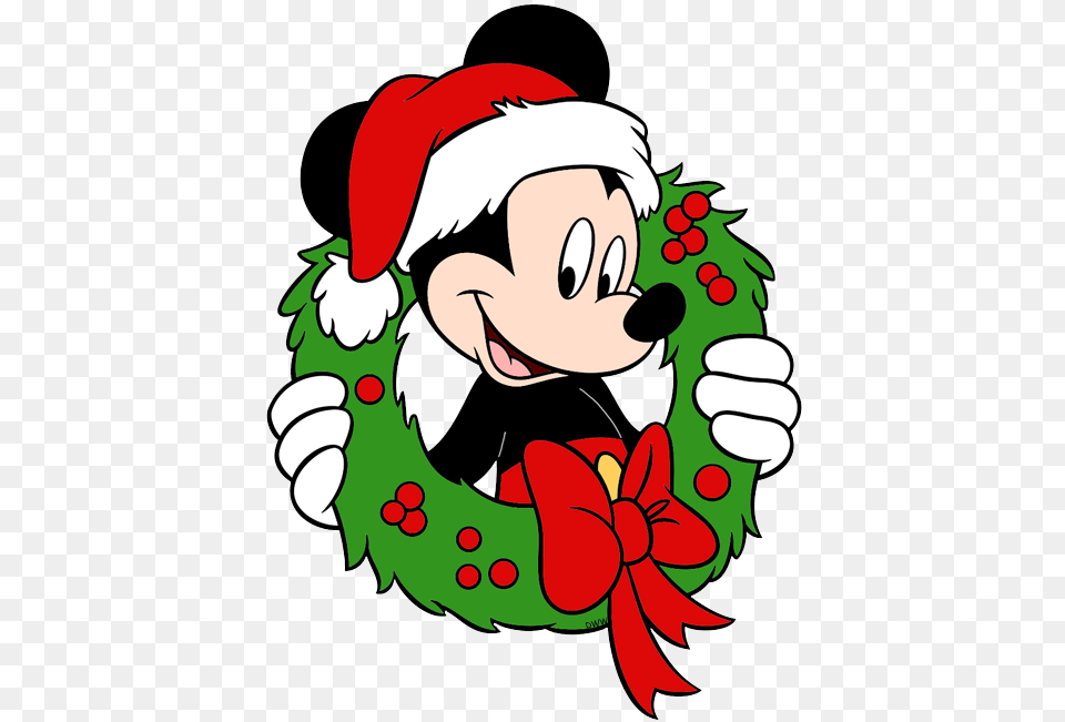 New Mickey Mouse In A Wreath Mickey Mouse Christmas Clipart, Elf, Face, Head, Person Free Png