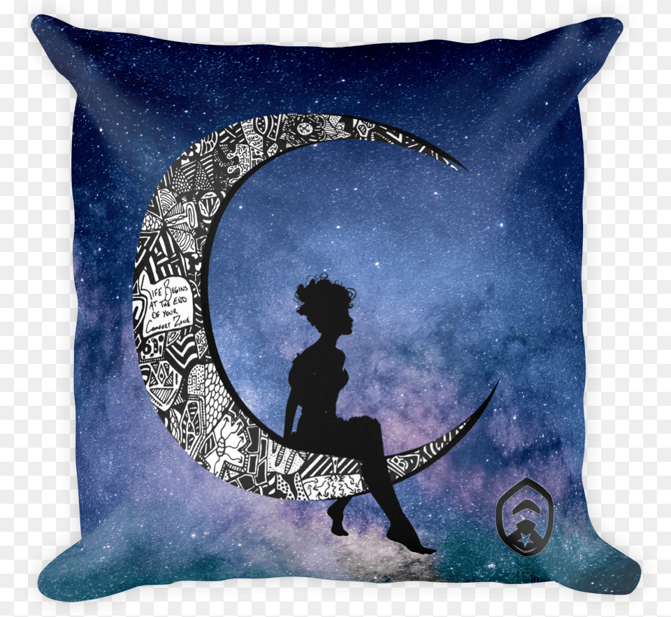 New Moon Pillow Black Pillows, Cushion, Home Decor, Adult, Person Png Image
