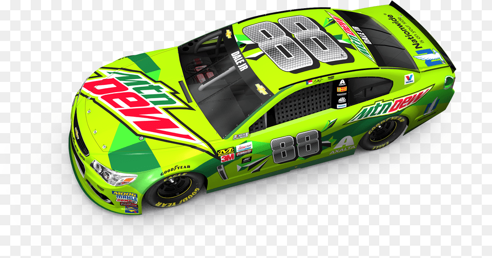 New Mountain Dew Scheme For Earnhardt Unveiled Hendrick Mountain Dew Race Car, Transportation, Vehicle, Sports Car, Machine Free Png Download