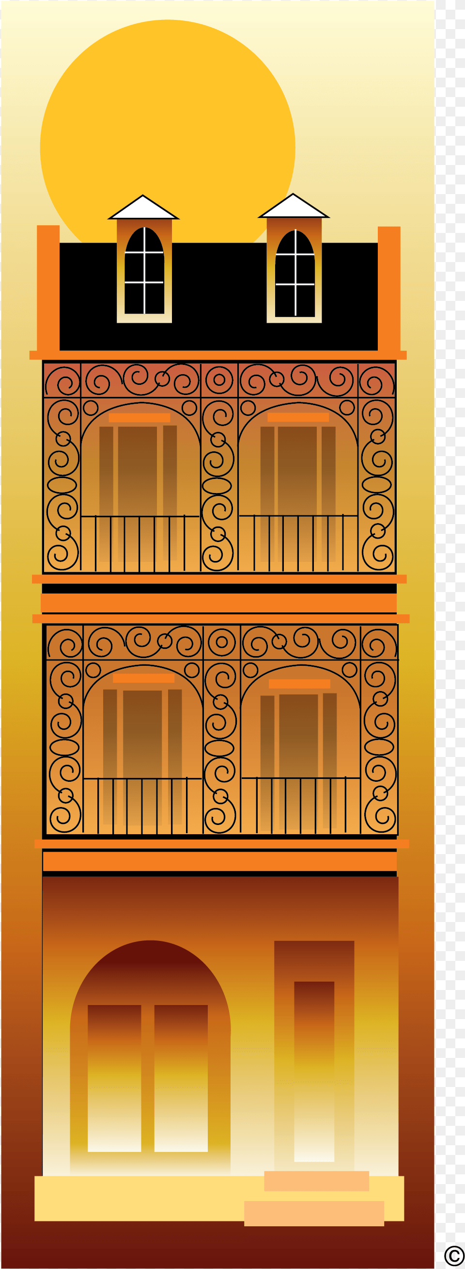 New Orleans Building Shelf, Architecture, Balcony, City, House Png Image