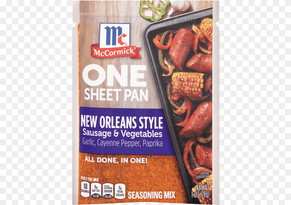 New Orleans Style Sausage Amp Vegetables Mccormick One Sheet Pan Seasoning, Advertisement, Poster, Food, Hot Dog Png Image