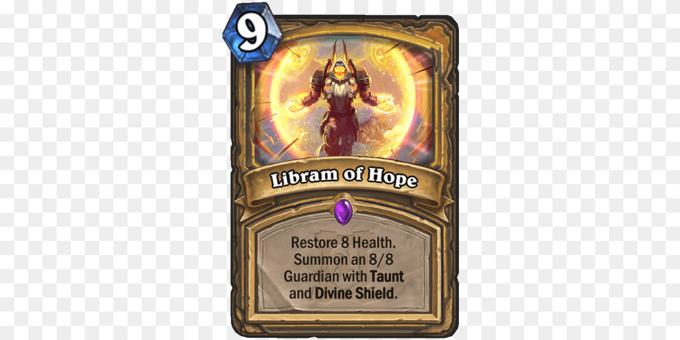 New Paladin Epic Card Revealed Libram Of Hope News Libram Of Hope Hearthstone, Advertisement, Baby, Person, Poster Free Png