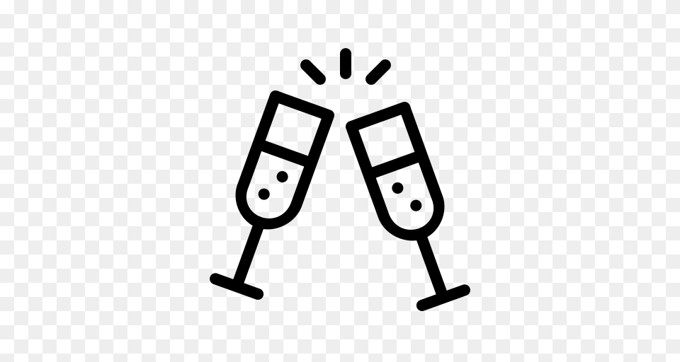 New Party Drink Year Champagne Treat Cheers Icon, Gray Free Png Download