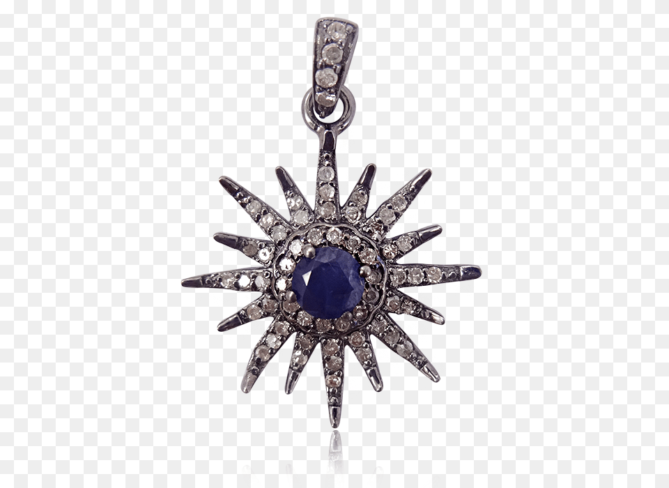 New Pave Diamond Blue Sapphire Starburst Pendant 40 To 32 Reducer, Accessories, Jewelry, Gemstone, Chandelier Free Png