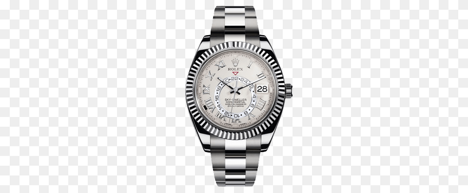 New Rolex Mens White Gold Sky Dweller Watch, Arm, Body Part, Person, Wristwatch Png Image