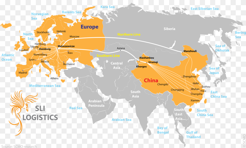 New Silk Road U2014 Sli Logistics Europe And Asia Continent, Chart, Map, Plot, Atlas Free Png Download