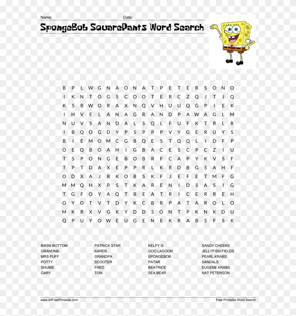 New Spongebob Word Search Squarepants Templates Volcano Word Search Words, Baby, Person Png