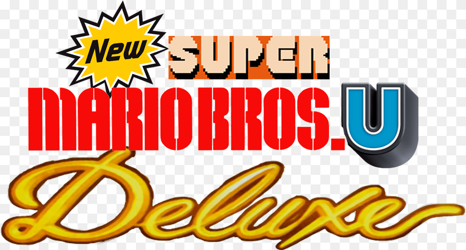 New Super Mario Bros U Deluxe Logo, Light, Dynamite, Weapon, Text Free Png