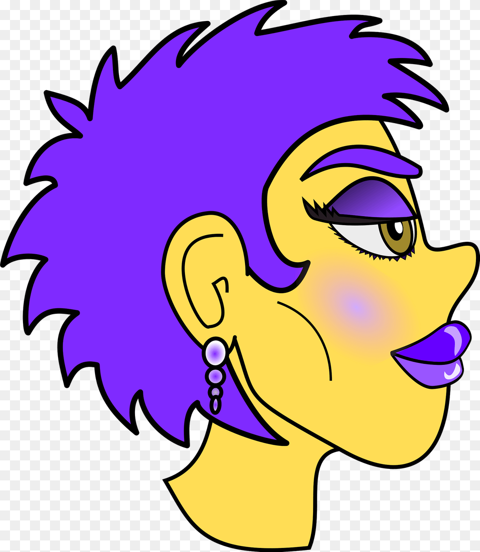 New Wave Girl Purple Hair Purple Makeup Yellow Skin Clipart, Accessories, Earring, Jewelry, Baby Free Transparent Png