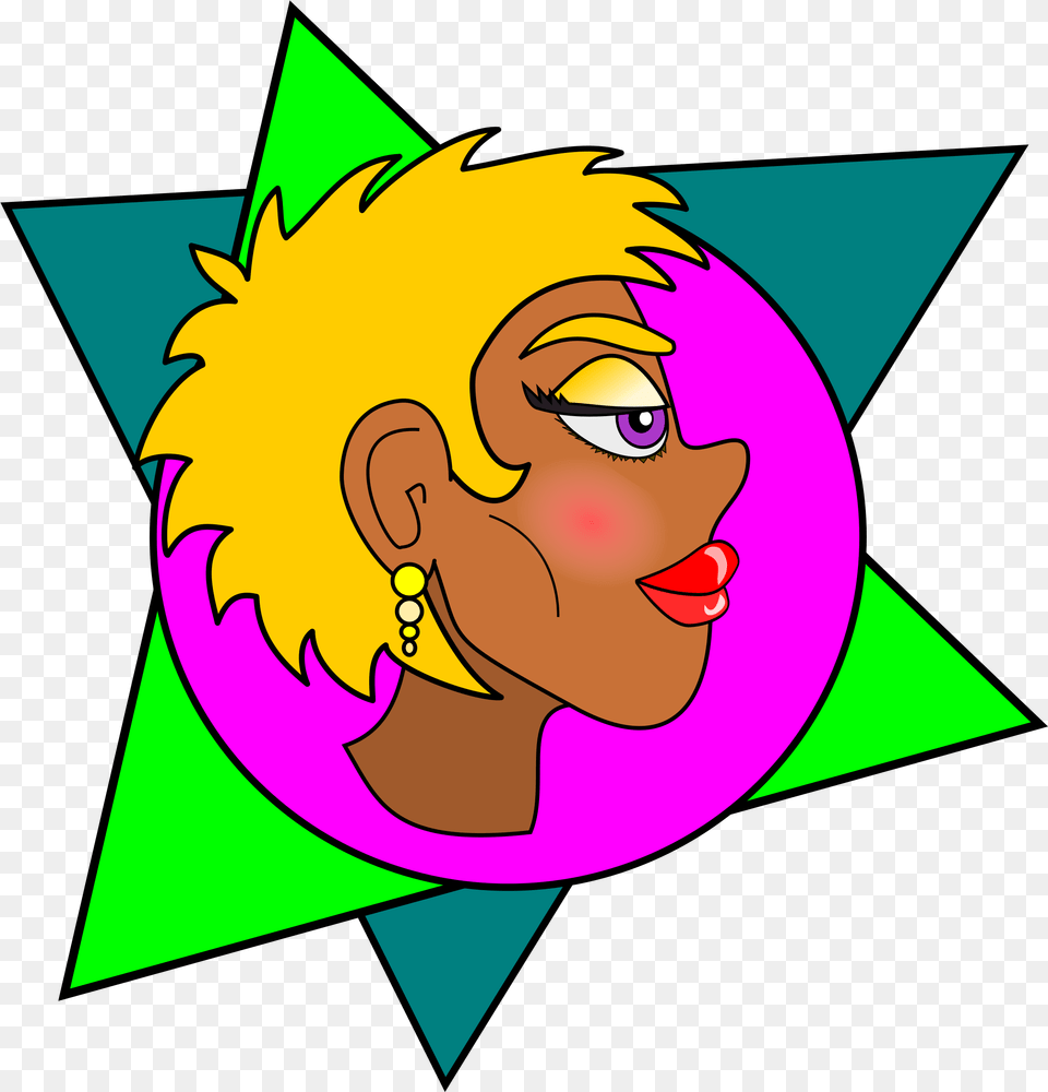 New Wave Line Art Cartoon Blond Girl Clip Art, Face, Head, Person, Animal Free Transparent Png