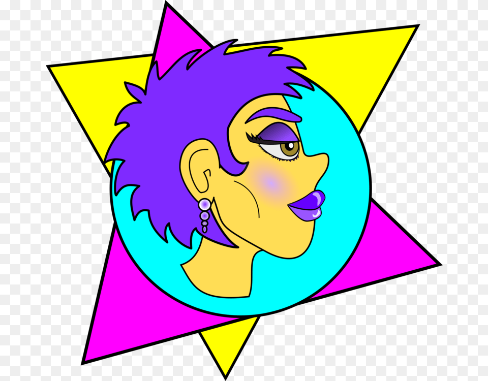 New Wave Punk Rock Cartoon Sticker, Face, Head, Person, Purple Free Png