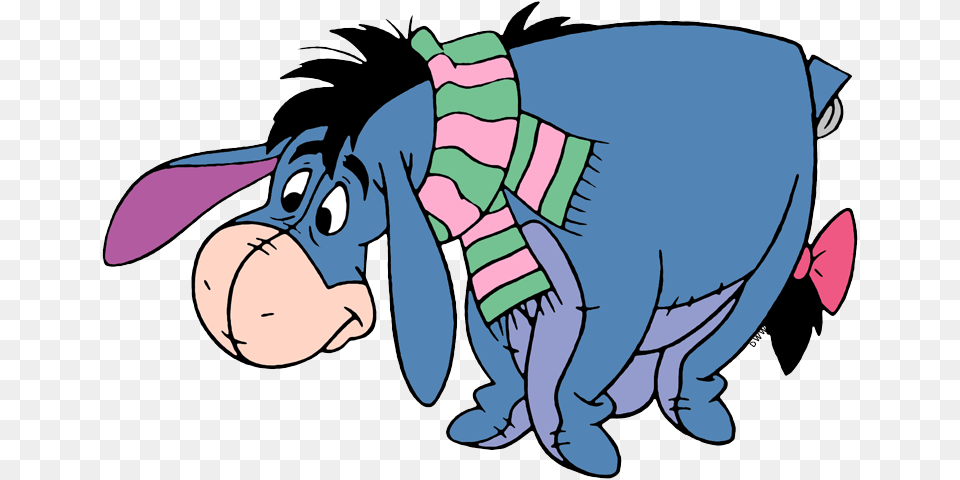 New Wearing A Scarf Eeyore Wearing Scarf, Baby, Person, Cartoon, Book Free Png Download