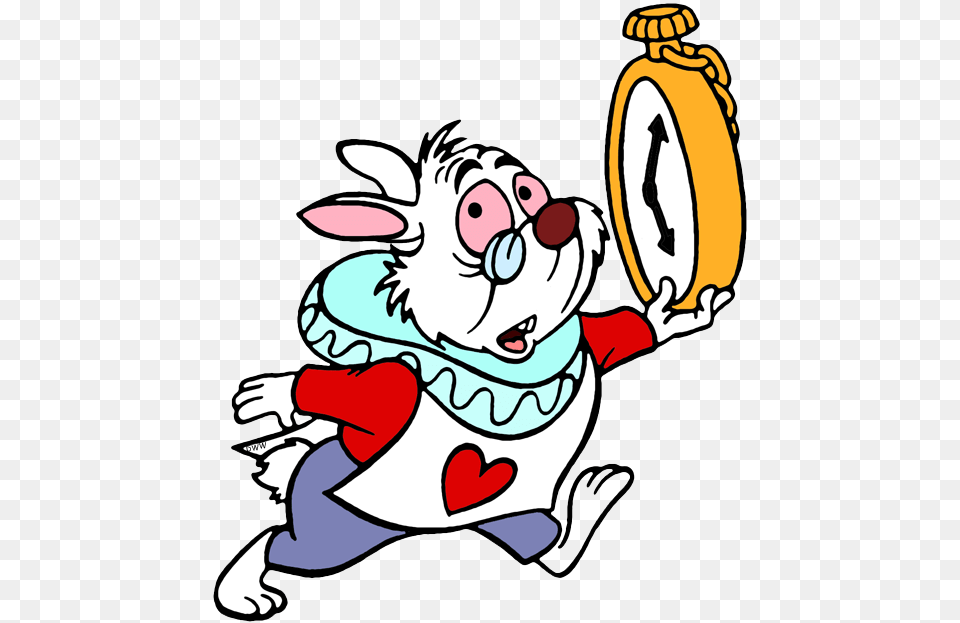 New White Rabbit Running With Watch Cartoon, Baby, Person, Face, Head Free Png