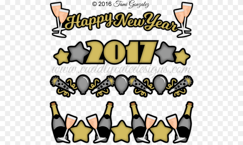 New Year 2017 Clipart Border, Alcohol, Beer, Beverage Free Png Download