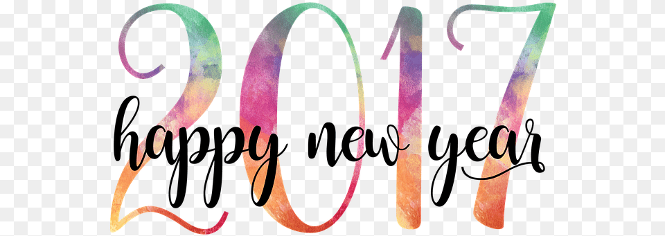 New Year 2017 Happy Calligraphy, Text, Handwriting, Nature, Night Free Png Download