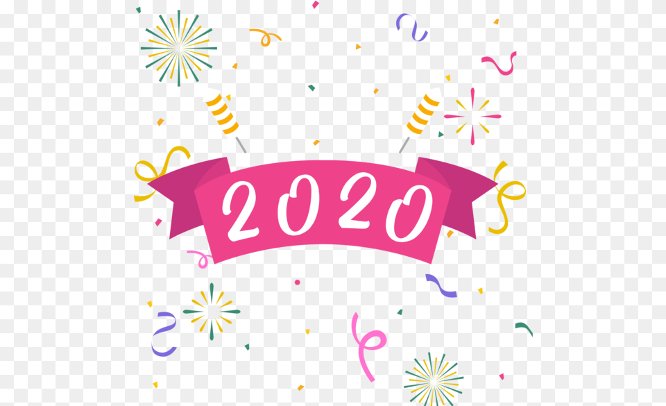 New Year 2020 Text Line Font For Happy New Year Clipart 2020, Paper, Confetti Png Image