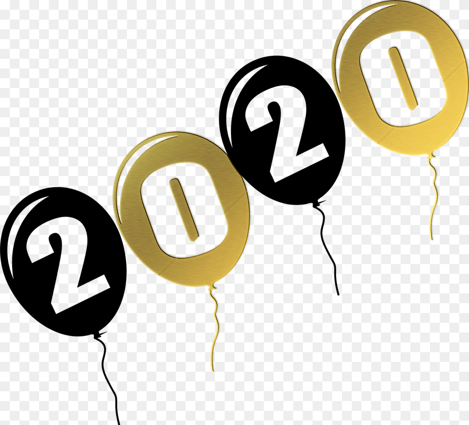 New Year Balloons 2020 Black And Boldog J Vet 2020, Gold, Accessories, Earring, Jewelry Png