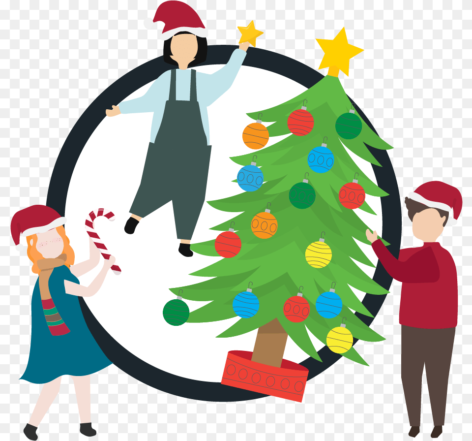 New Year Celebrations With Everyone Illustration Clipart Christmas Day, Baby, Person, Christmas Decorations, Festival Free Transparent Png