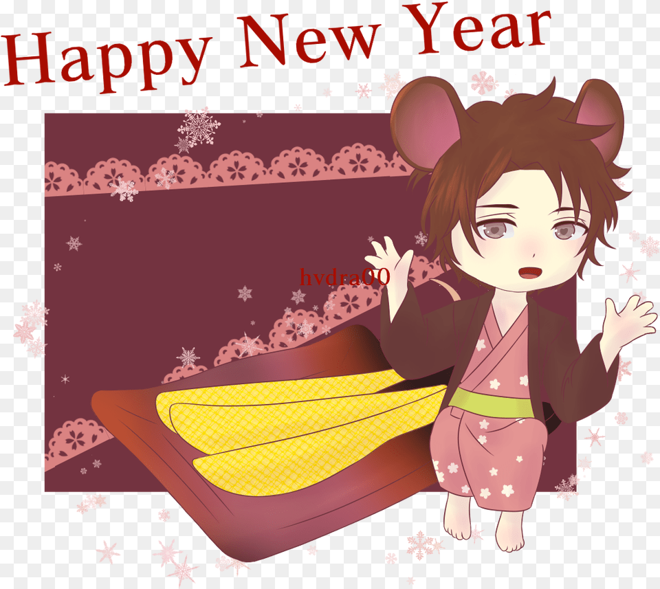 New Year Chibi With Osechi Dishes Shingen Takedafinished Cartoon, Robe, Publication, Gown, Formal Wear Png