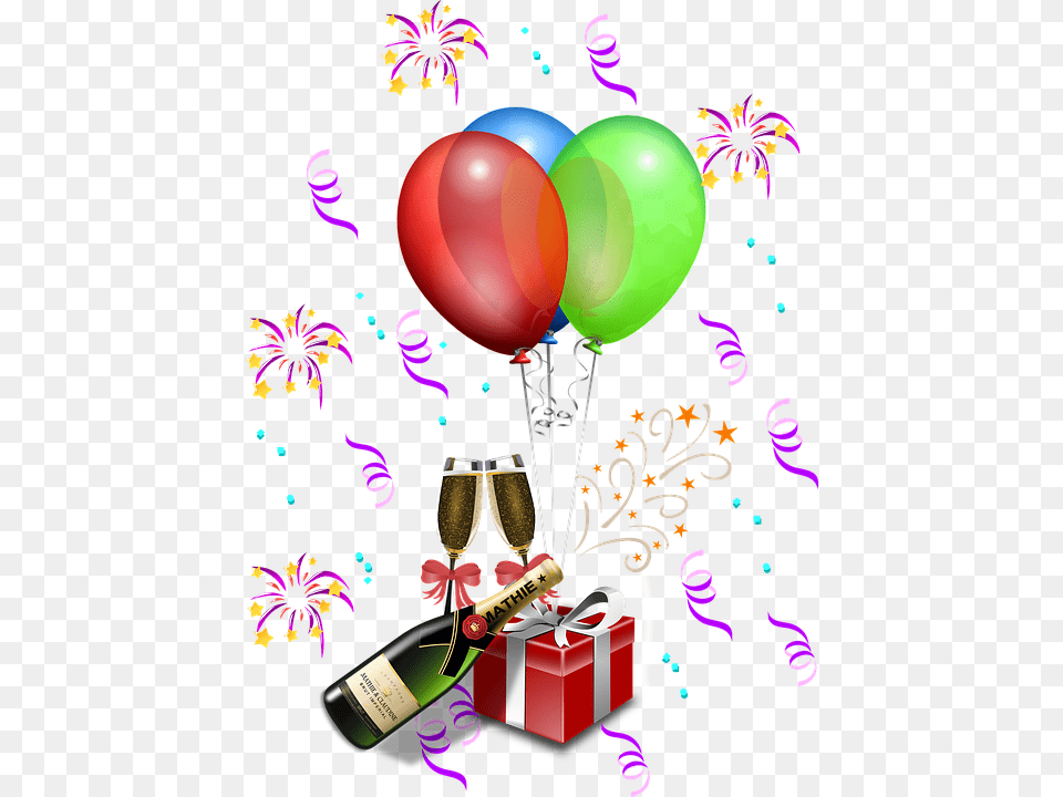 New Year Clipart, Balloon, Glass, Alcohol, Beer Free Transparent Png