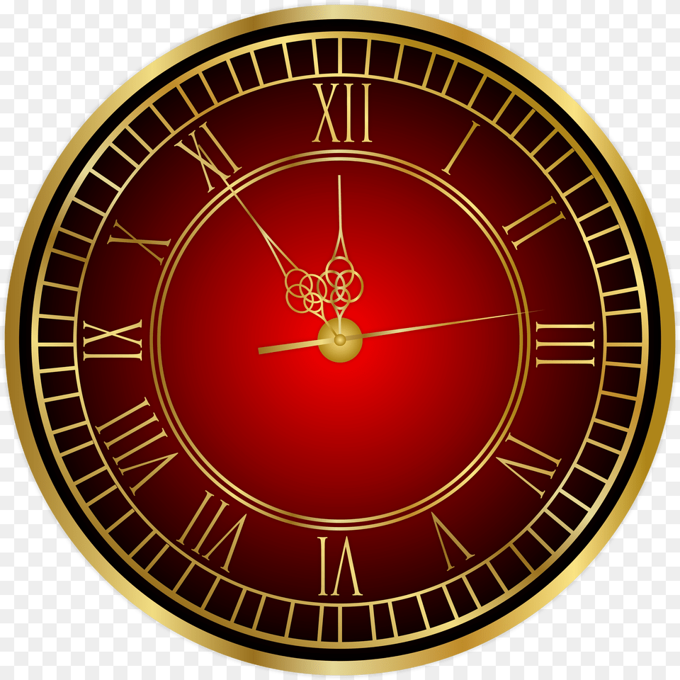 New Year Clock Red Image Free Transparent Png