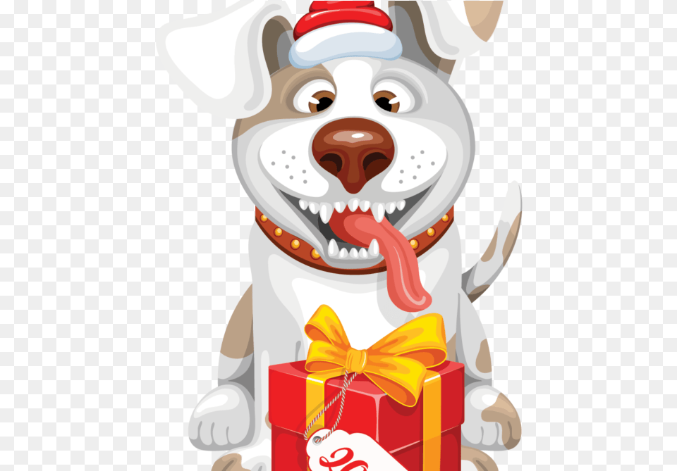 New Year Gift With Dog Vector Happy New Year 3d, Nature, Outdoors, Snow, Snowman Png Image