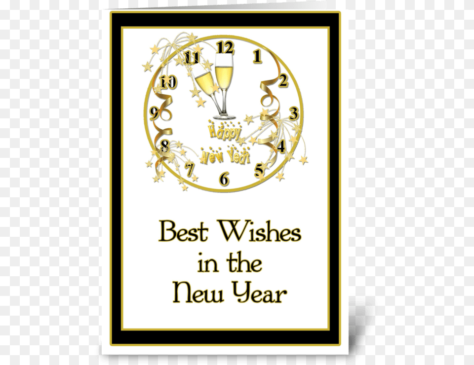New Year Gold Clock Best Wishes Greeting Card Crest, Analog Clock, Advertisement Free Transparent Png