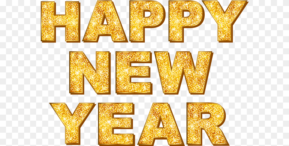 New Year Happy New Year Gold, Text, Cross, Symbol Free Png