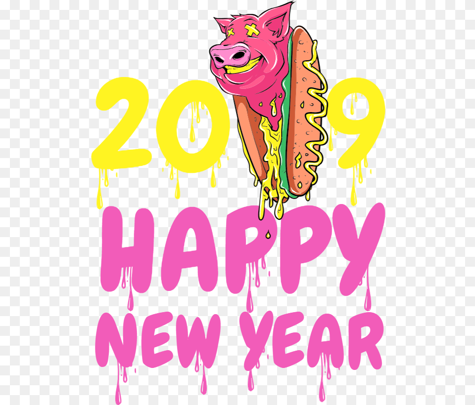 New Year Logo New Year T Shirt Design 2019 Download T Shirt Design 2019, Text, Animal, Cat, Mammal Png Image