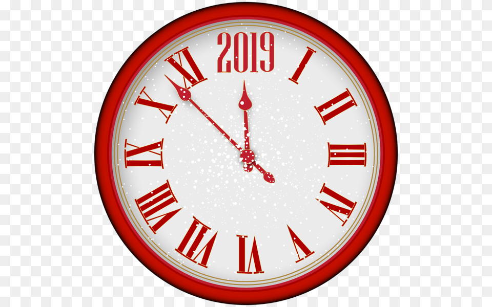 New Year Red Clock Clip, Analog Clock, Wall Clock Png Image