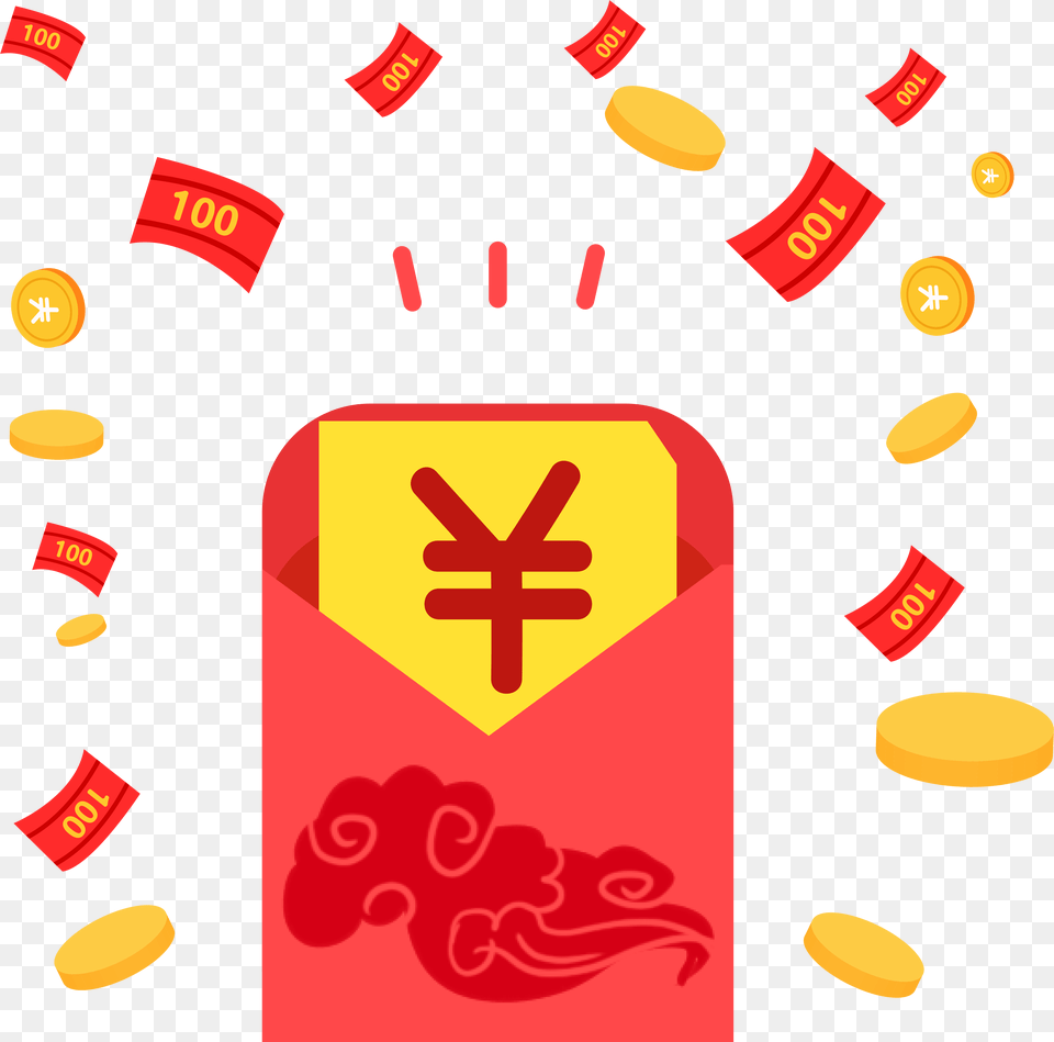 New Year Red Envelope Decoration Floating And Vector Red Envelope Free Transparent Png