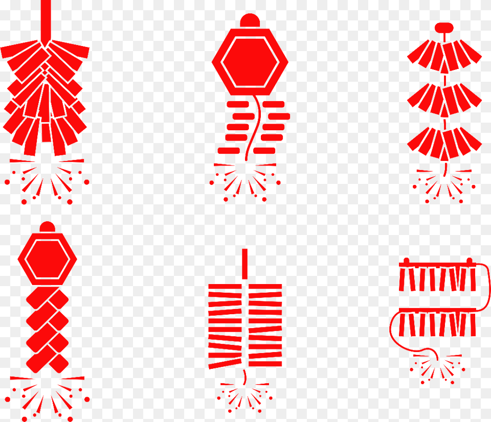 New Year Red Firecrackers Vector Elements Brush, Device, Tool, Sign Free Png Download