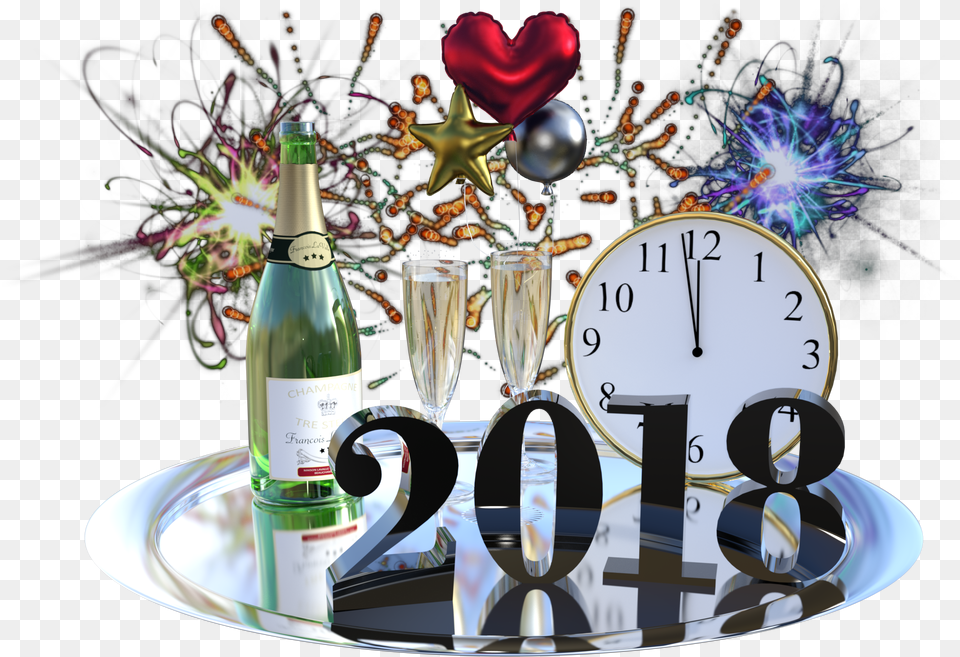 New Year S Day New Year S Eve Party Holiday New Year Clock, Alcohol, Beverage, Liquor, Glass Free Png